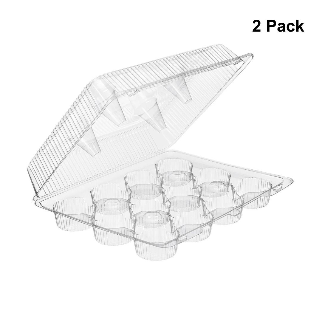 12-Cavity Standard Plastic Cupcake Container - 2 Pack