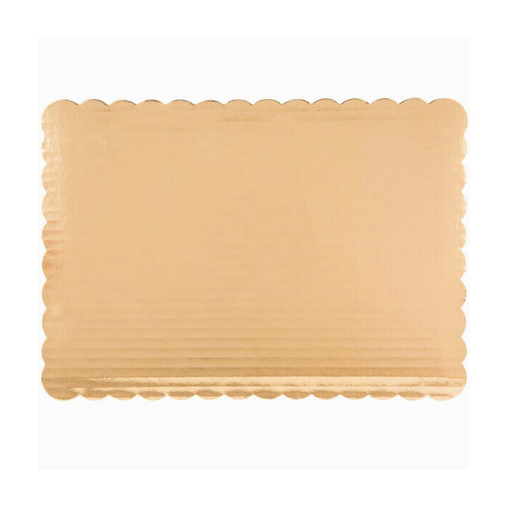 14" x 10" Gold Scalloped Quarter Sheet Cake Board