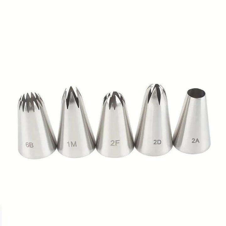 5 Piece Large Piping Tip Set - 1M 2A 2D 2F 6B