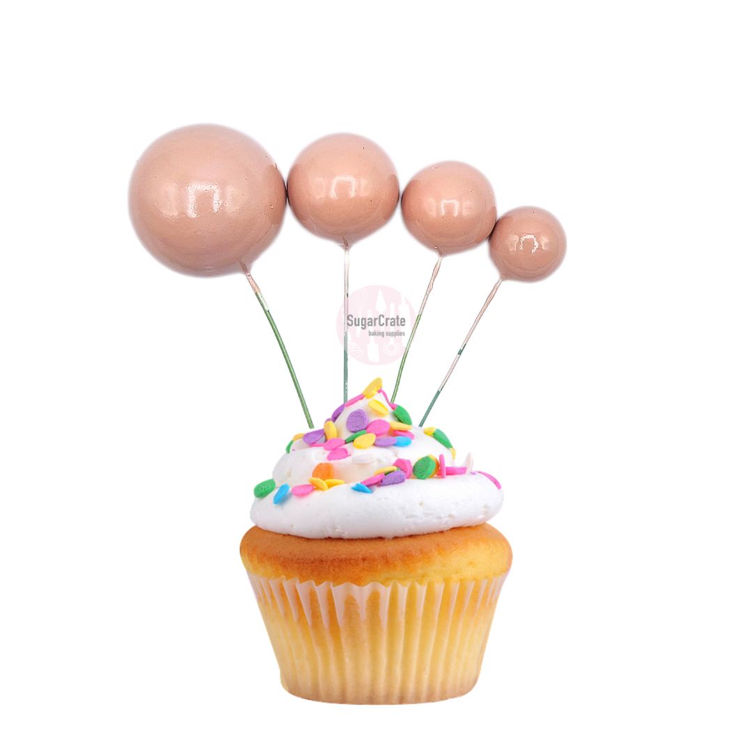 Beige Faux Ball Cake Toppers