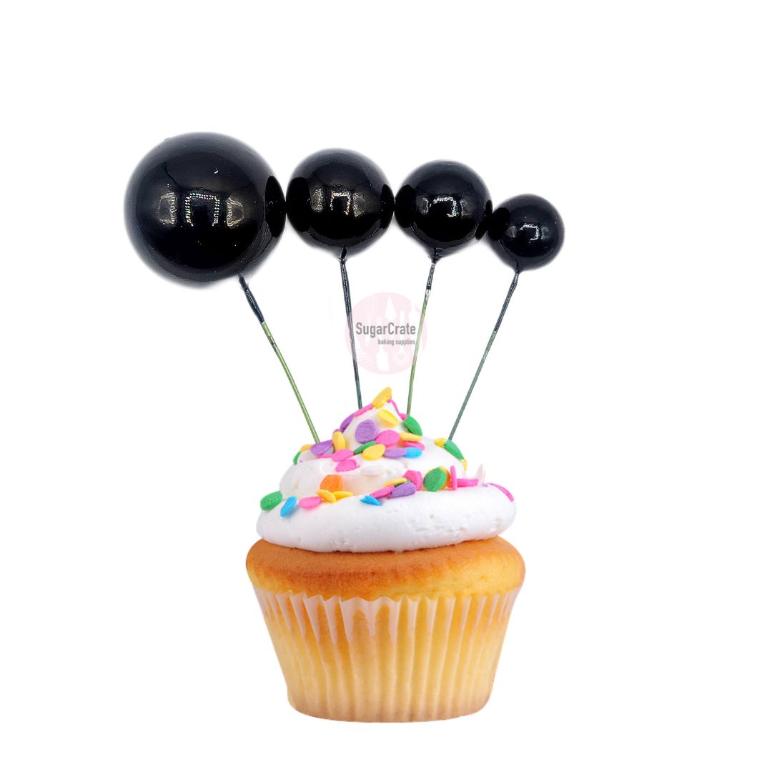 Black Faux Ball Cake Toppers