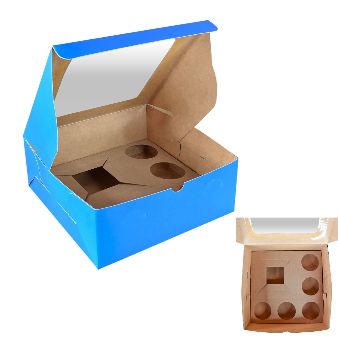 Blue Window Bento Cake Box, 5-Cupcake