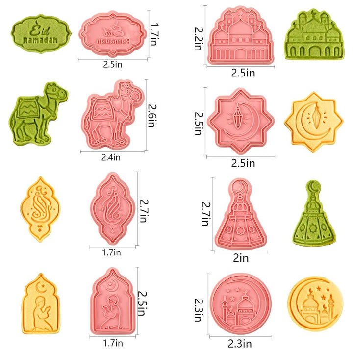 Eid Mubarak Plunger Cookie Cutters, 8 Piece Set