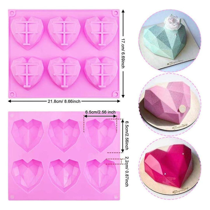 Gem Heart Silicone Mold - 6 Cavity