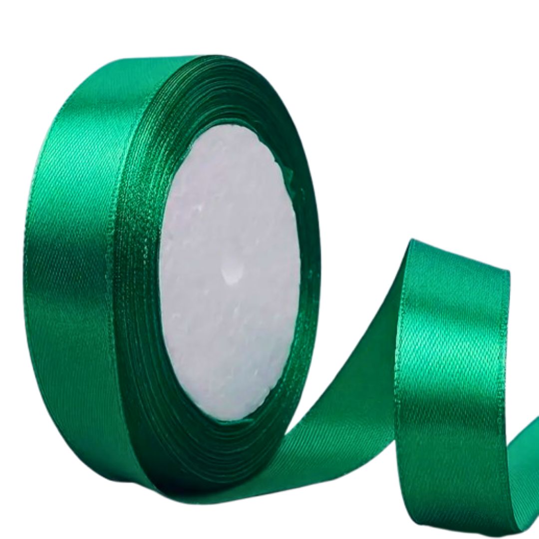 Green Satin Ribbon - 1 yard