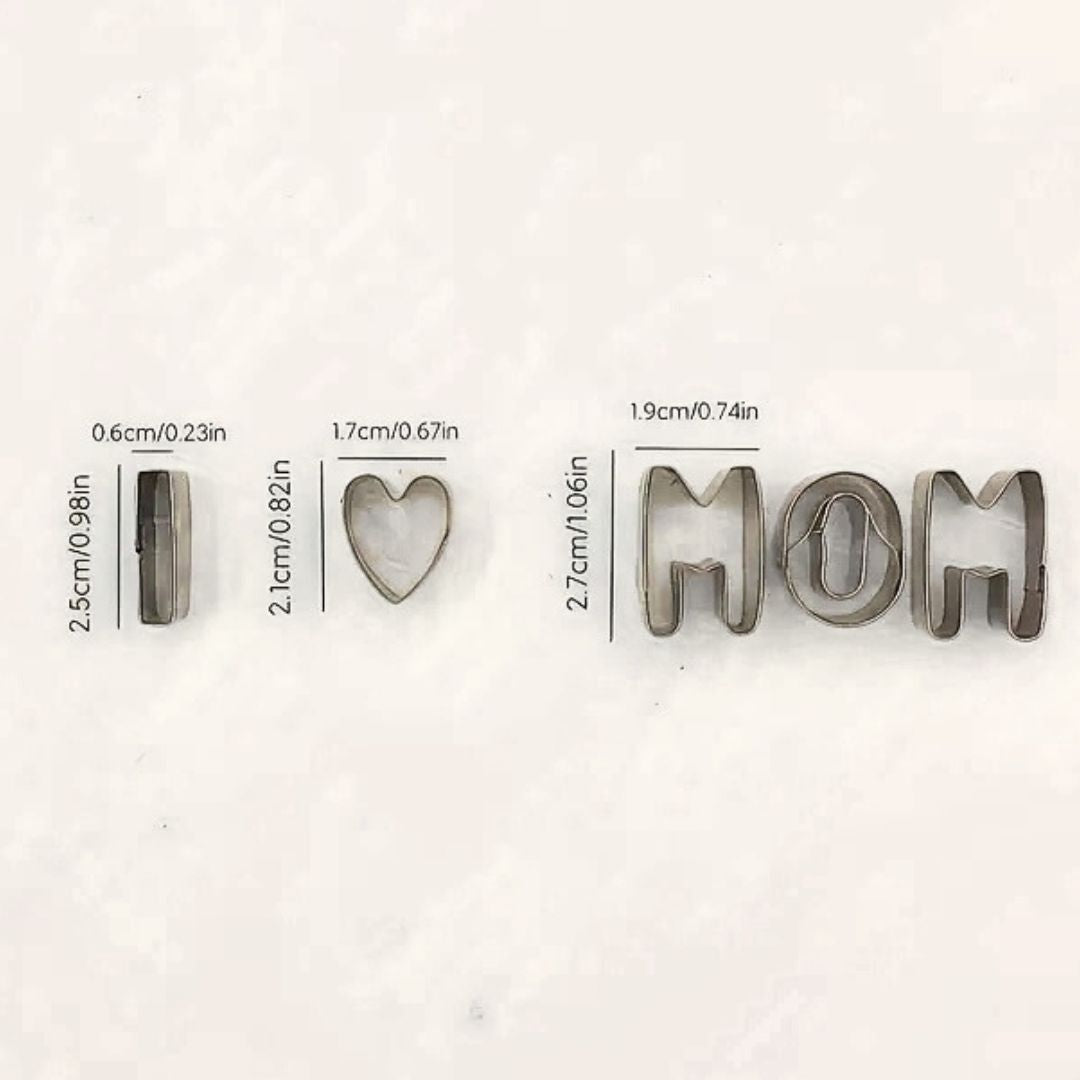 1 Inch I Heart Mom Fondant Cutter Set