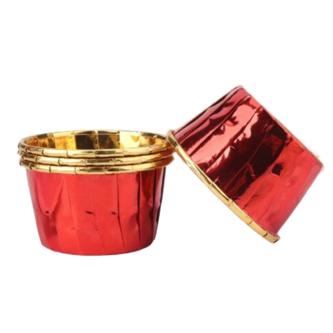 Metallic Red and Gold Baking Cups