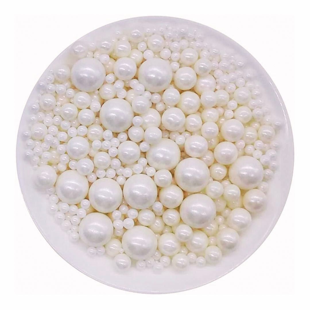Mixed White Sugar Pearls - 4,8,10mm