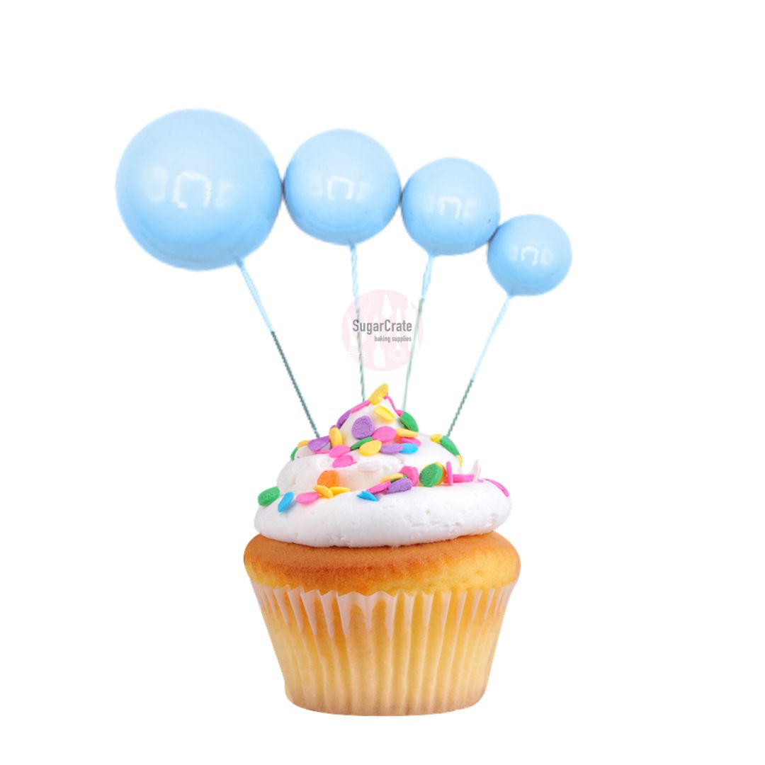 Pastel Blue Faux Ball Cake Toppers