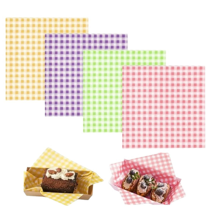 Pastel Checkered Wax Paper - 20 Sheets