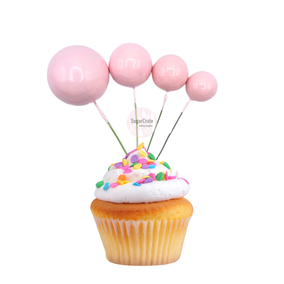Pastel Pink Faux Ball Cake Toppers