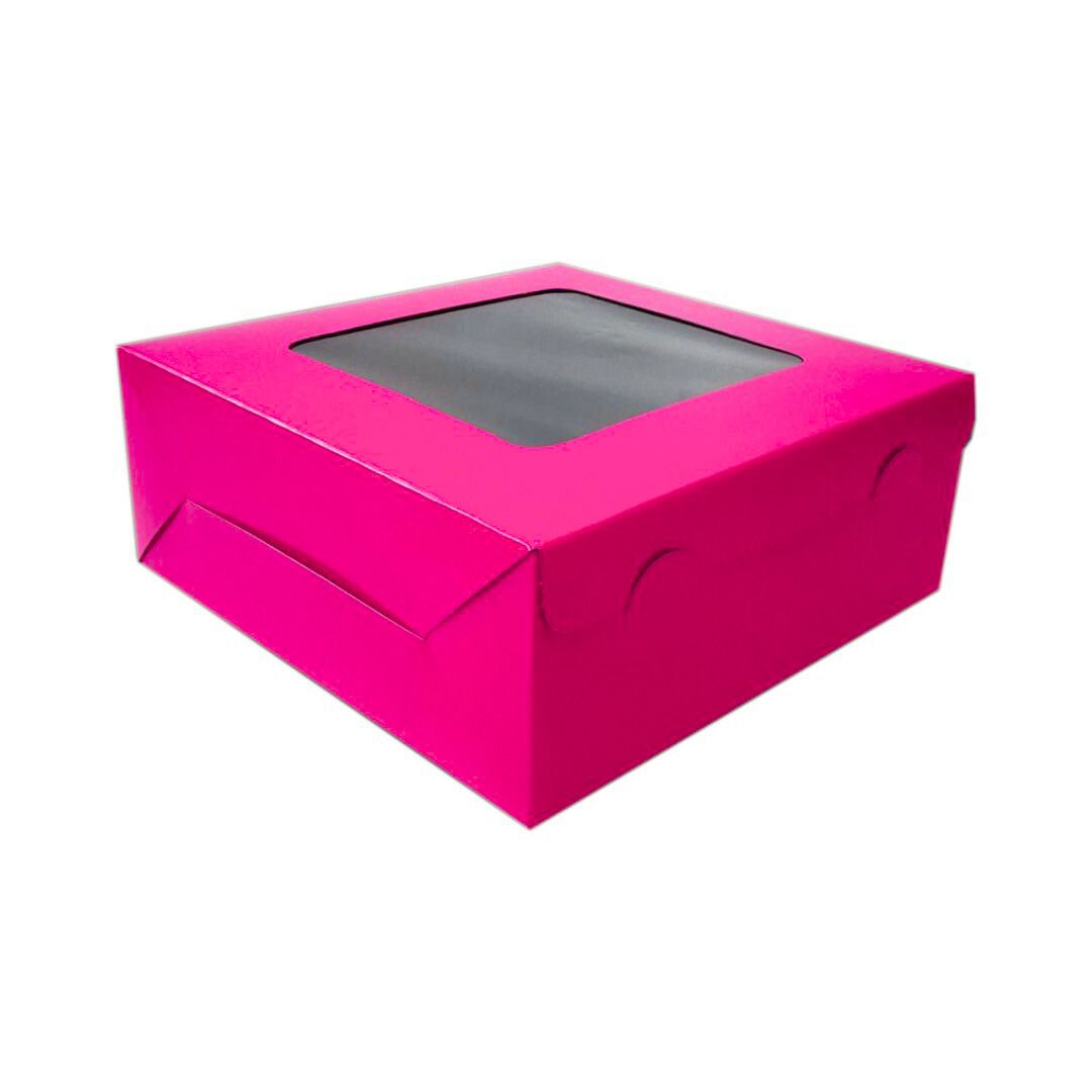 Pink 10x10x4 Inch Window Cake Box