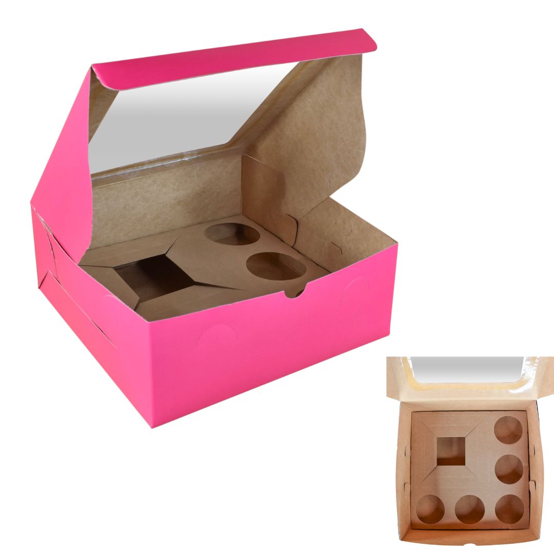 Pink Window Bento Cake Box, 5-Cupcake