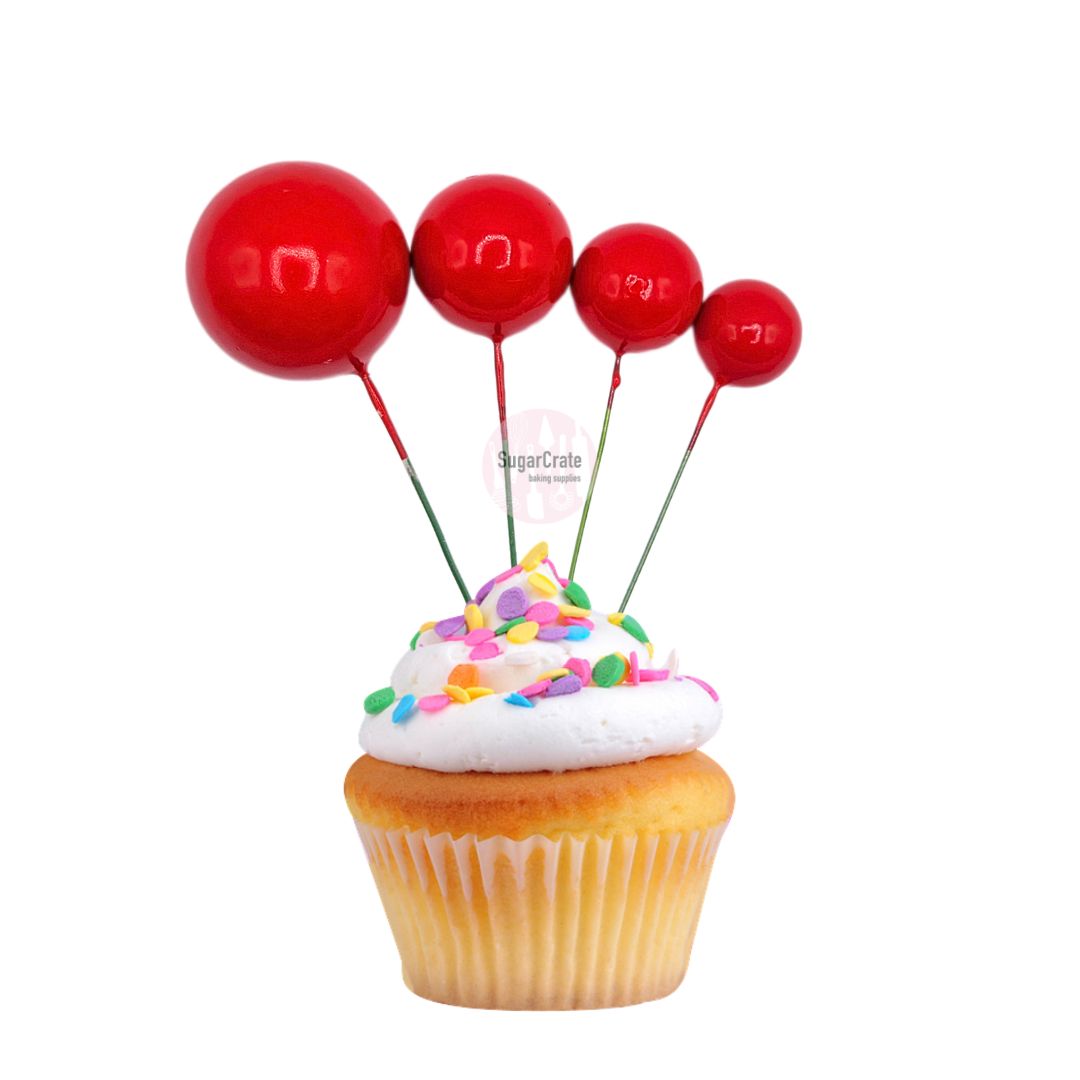 Red Faux Ball Cake Toppers