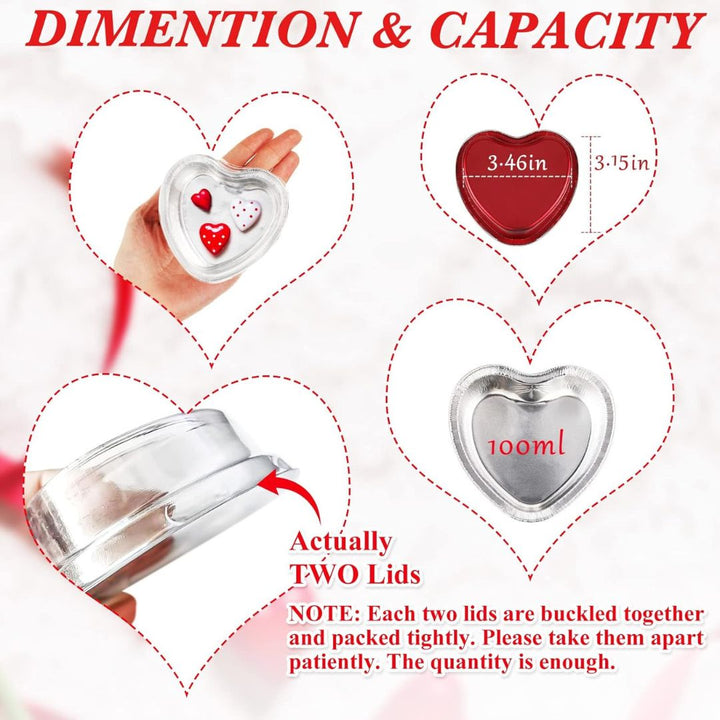 Red Heart Shaped Baking Cups with Lids
