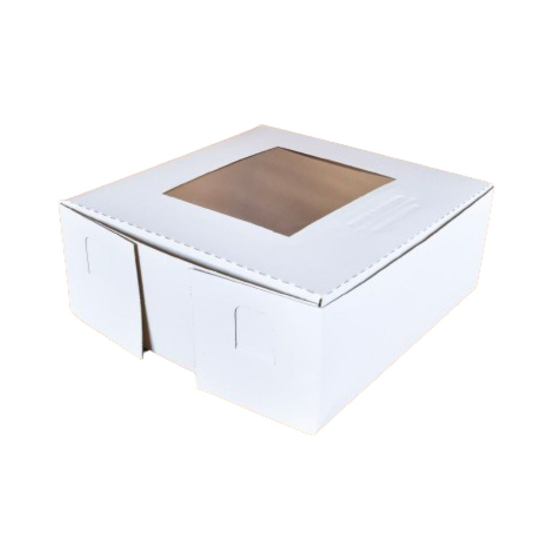 White 10x10x4 Inch Window Cake Box