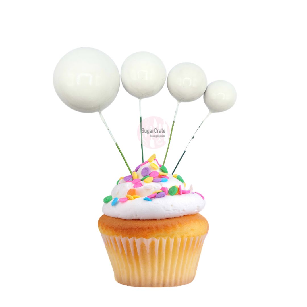 White Faux Ball Cake Toppers