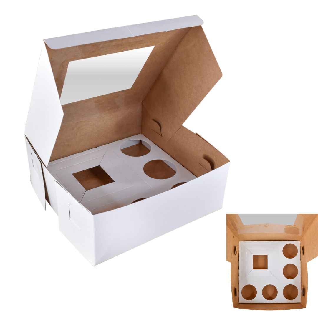 White Window Bento Cake Box, 5-Cupcake