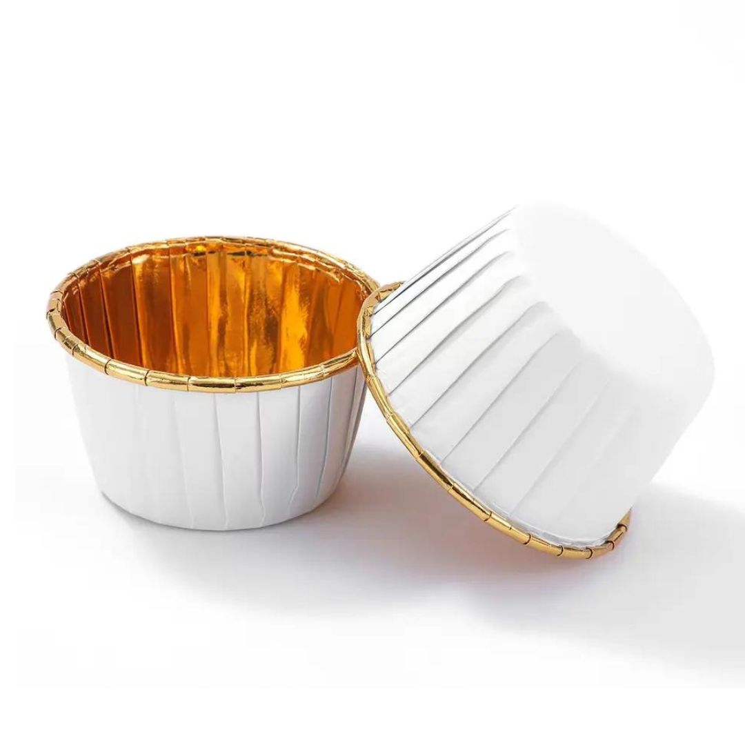White and Gold Baking Cups