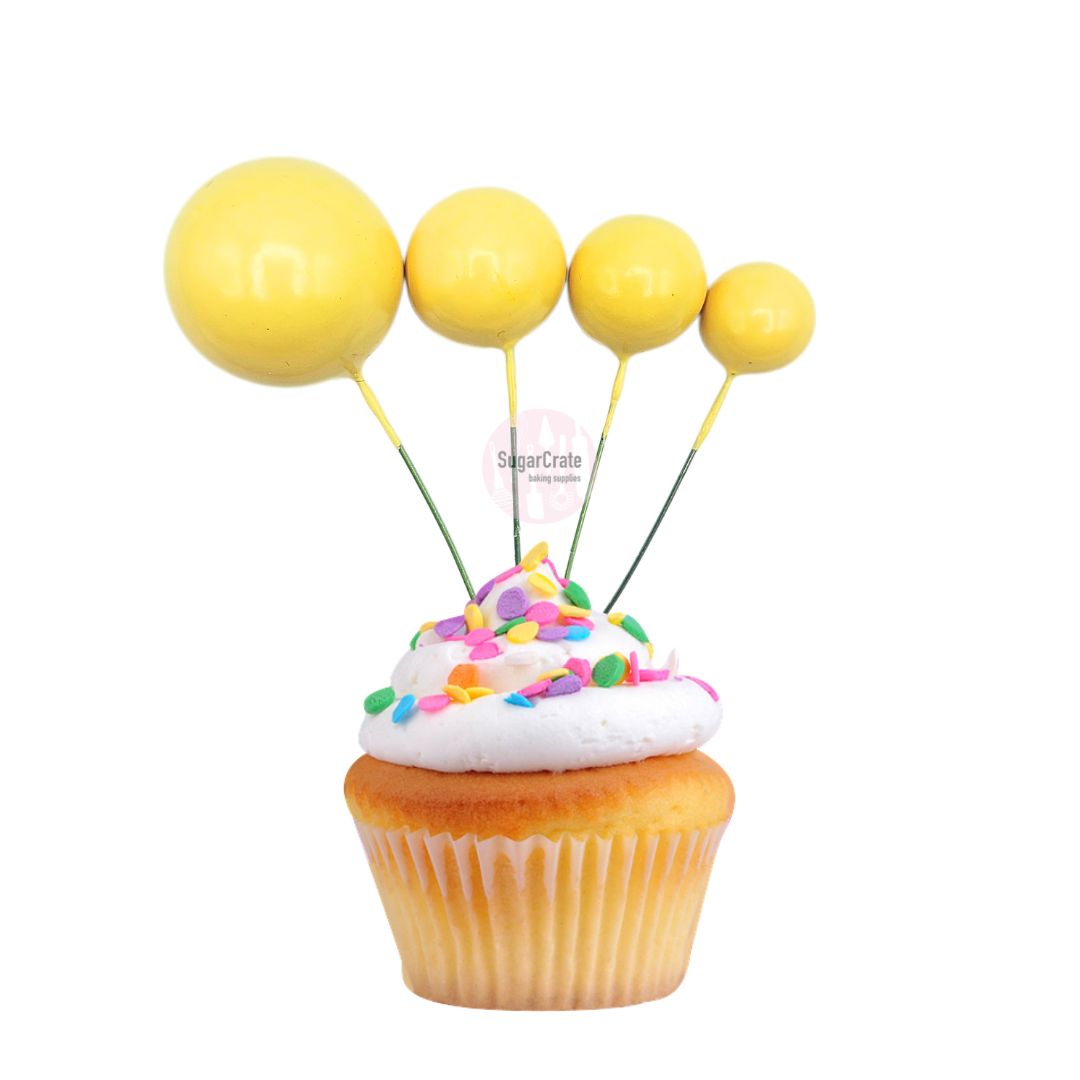 Yellow Faux Ball Cake Toppers