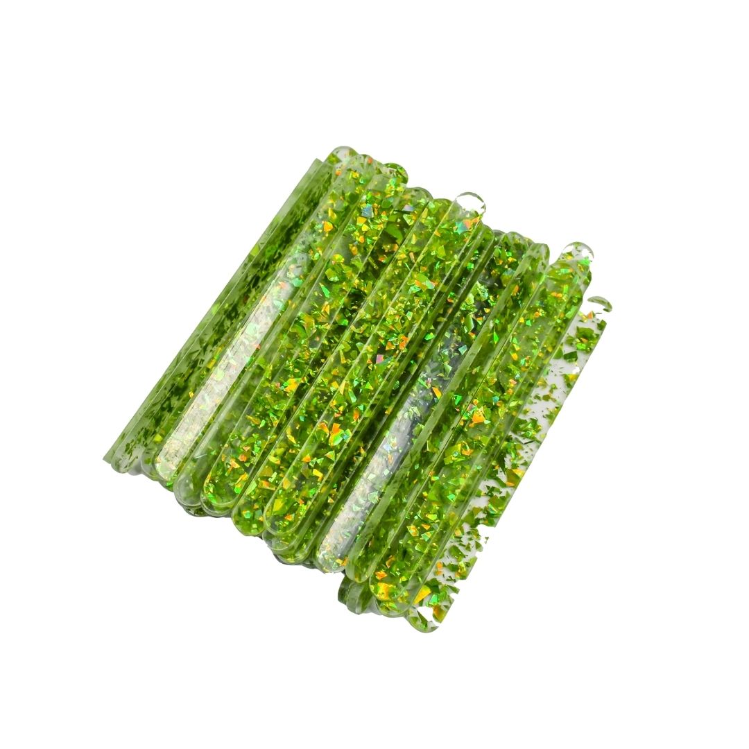 Green Confetti Glitter Acrylic Cakesicle Sticks