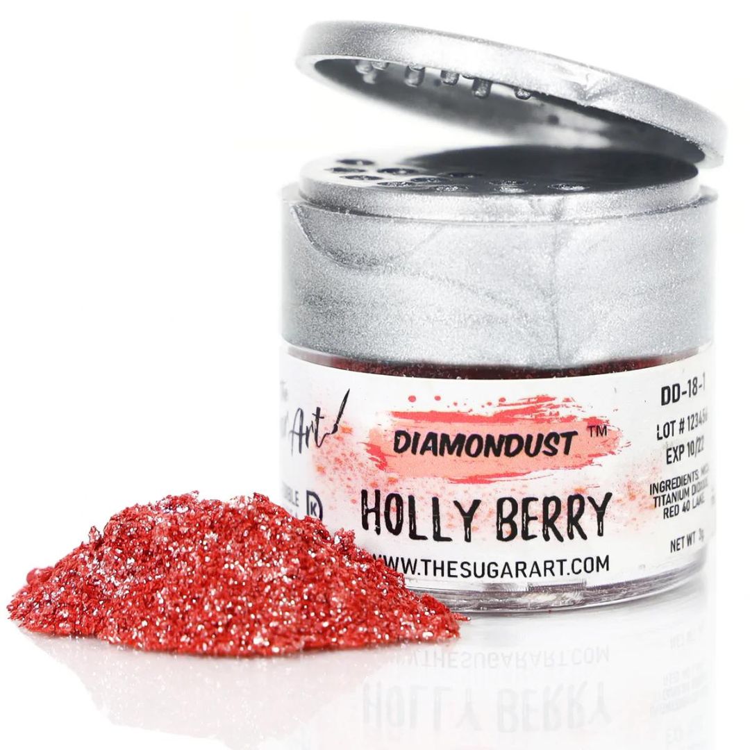 Holly Berry Red Edible Glitter - The Sugar Art