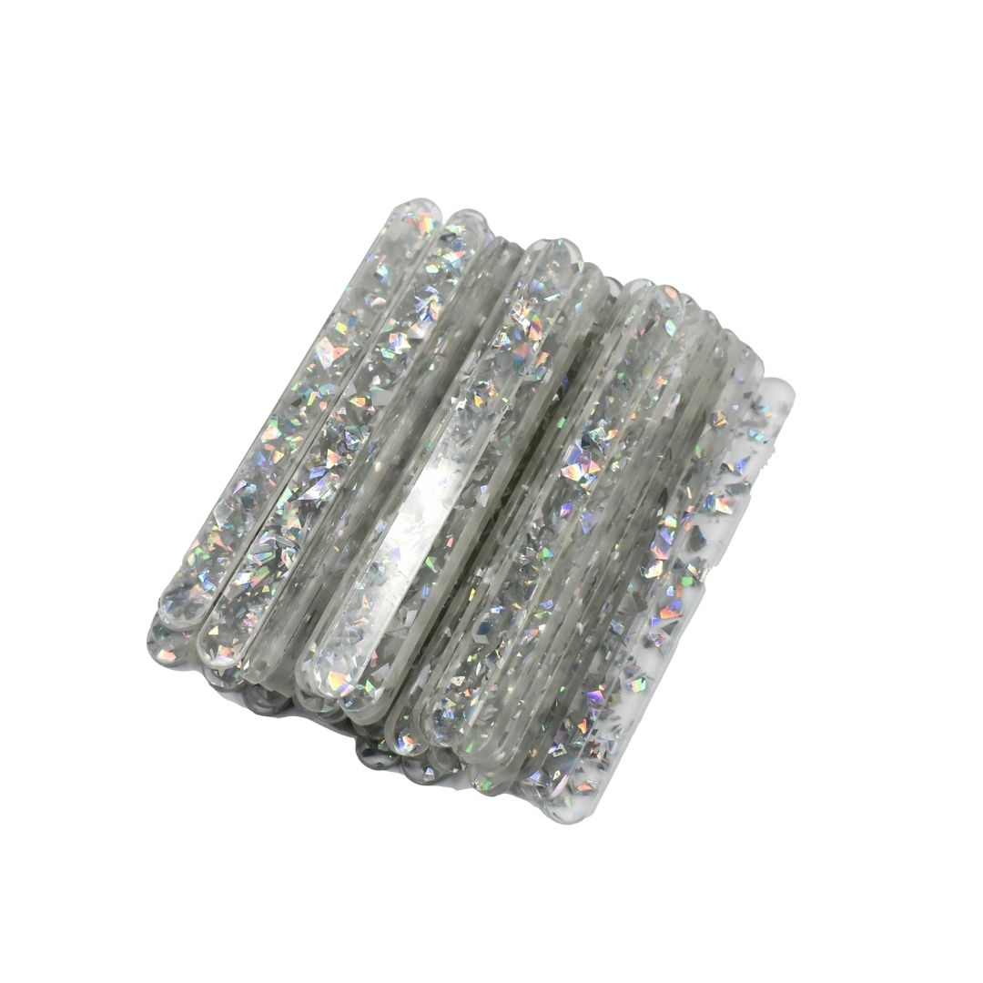 Silver Confetti Glitter Acrylic Cakesicle Sticks