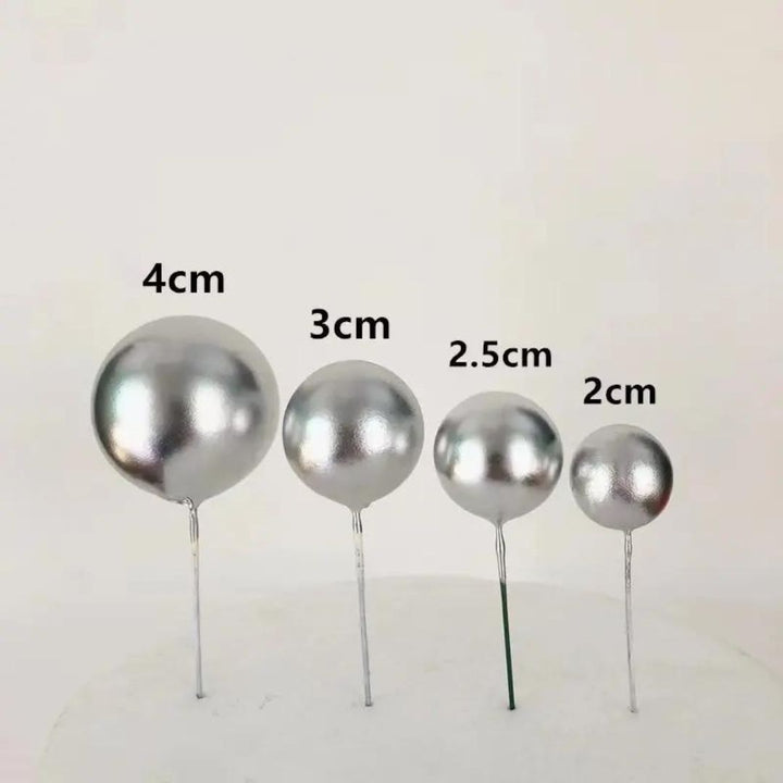 Silver Faux Ball Cake Toppers