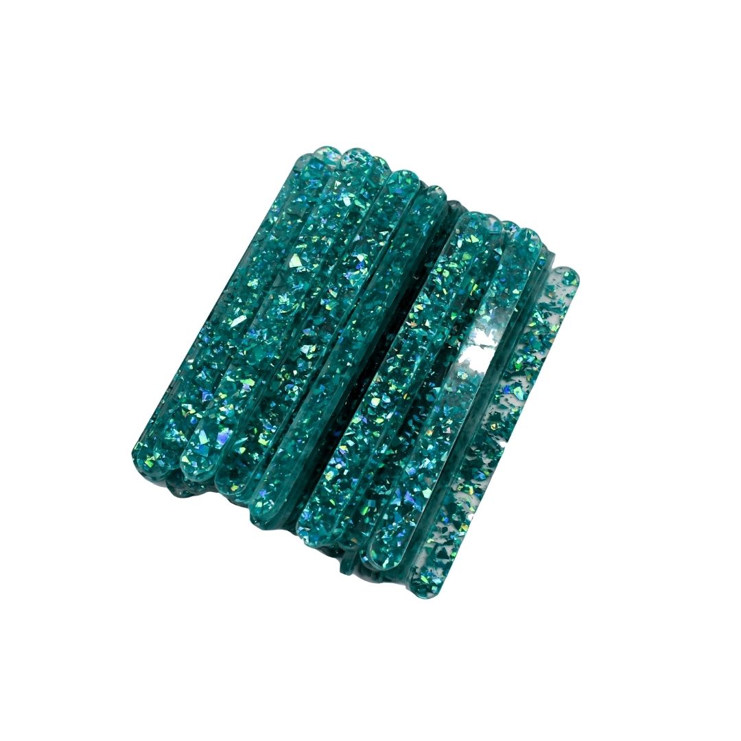Turquoise Confetti Glitter Acrylic Cakesicle Sticks