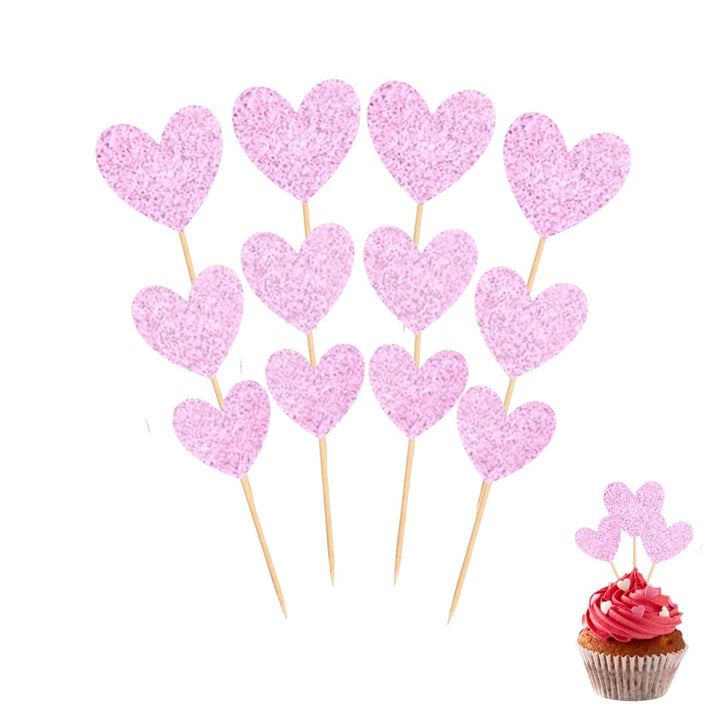 12 Piece Heart Cupcake Topper Set