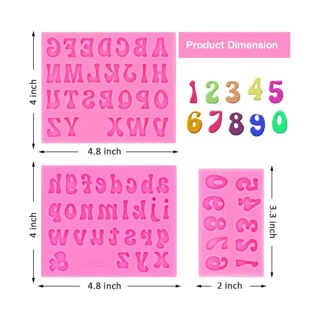 3 Piece Letter and Number Silicone Mold Set