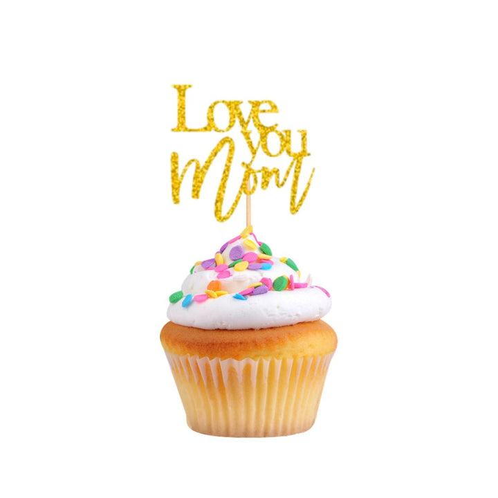 6 Piece Love You Mom Cupcake Topper Set
