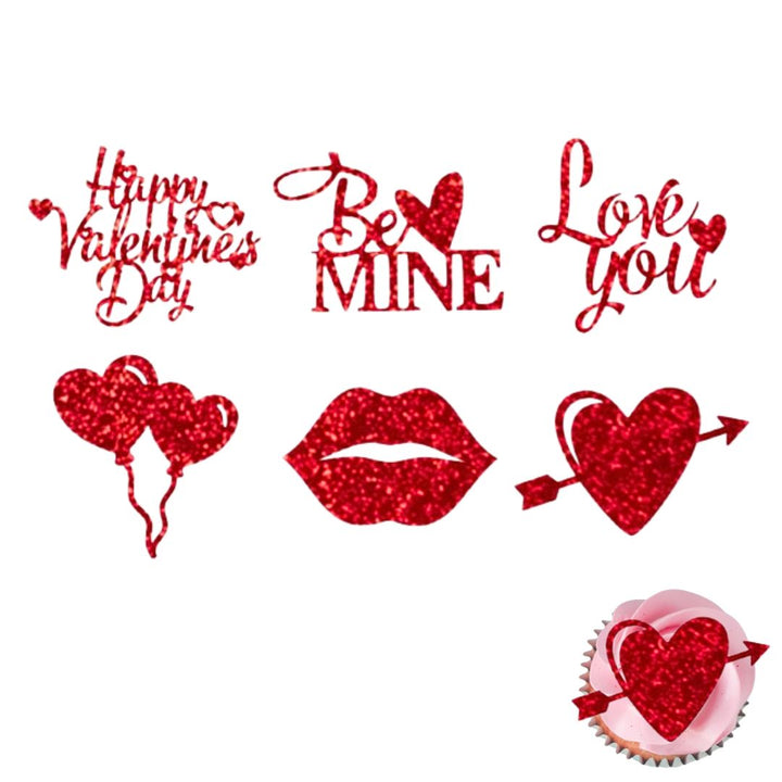 6 Piece Valentine’s Day Cupcake Topper Set