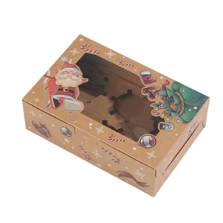 Kraft Christmas Cupcake Box - 6 Cavity