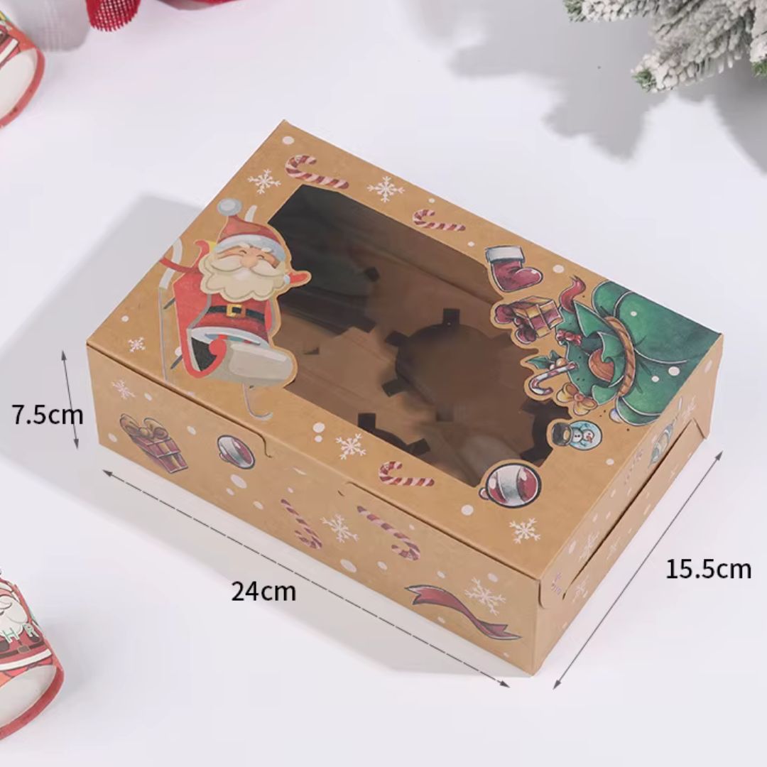 Kraft Christmas Cupcake Box - 6 Cavity