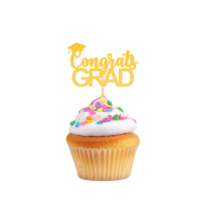 6 Piece Congrats Grad Cupcake Topper Set