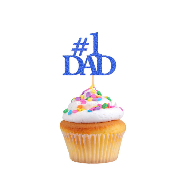 6 Piece Number One Dad Cupcake Topper Set