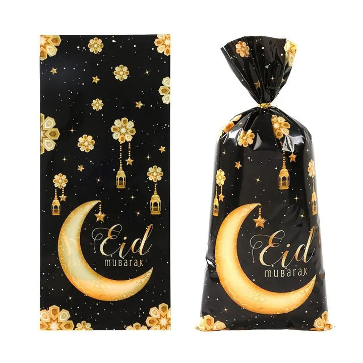 Black Eid Mubarak Treat Bags - 25 Pack