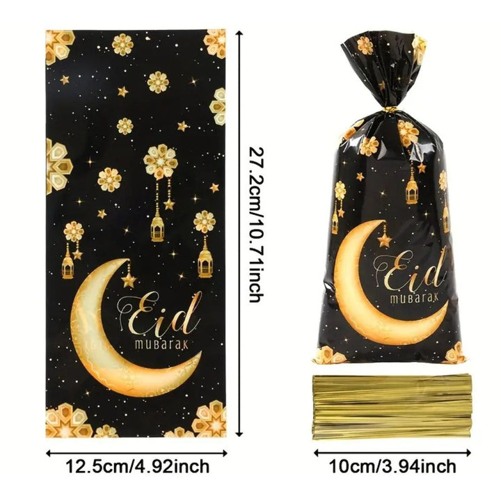 Black Eid Mubarak Treat Bags - 25 Pack