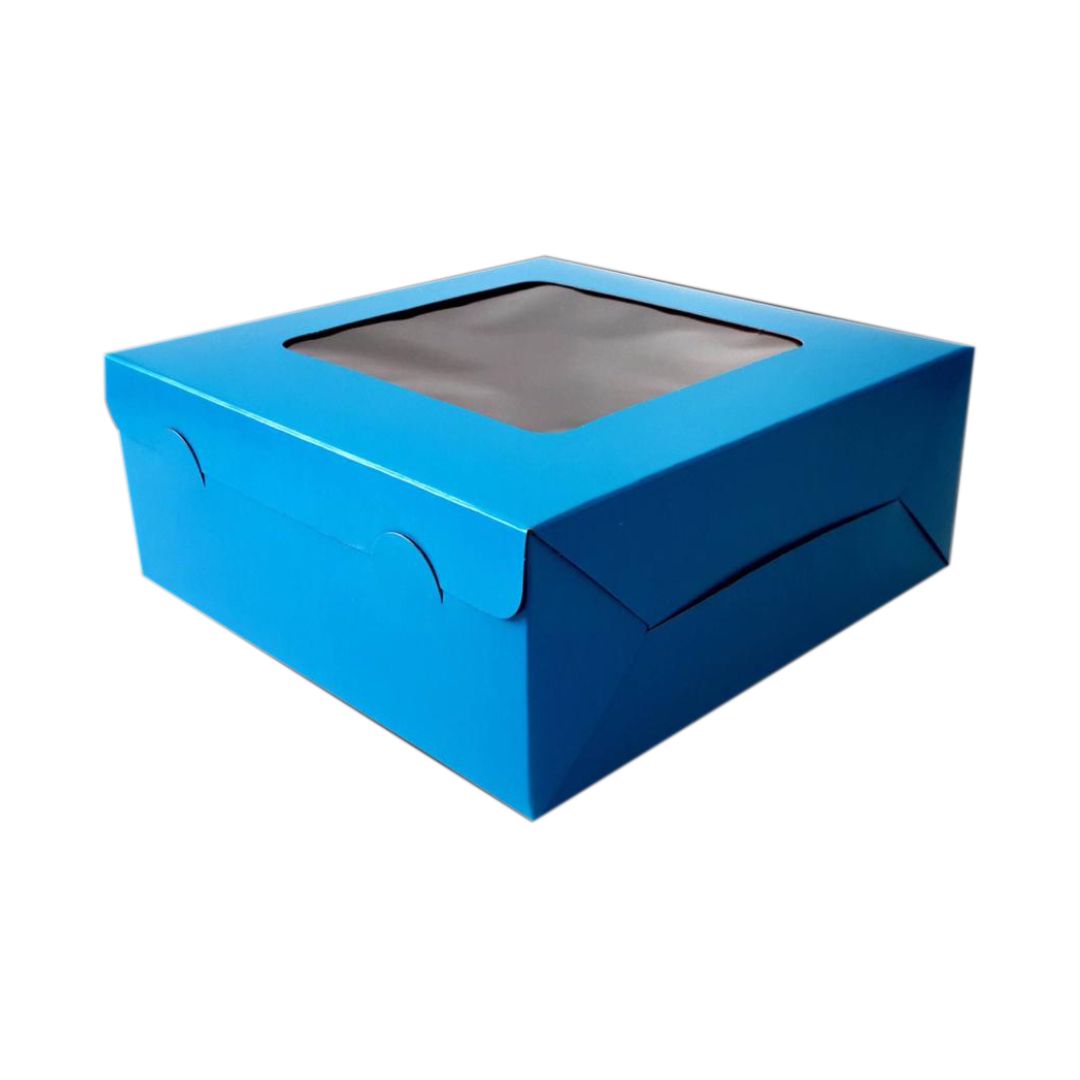Blue 10x10x4 Inch Window Cake Box