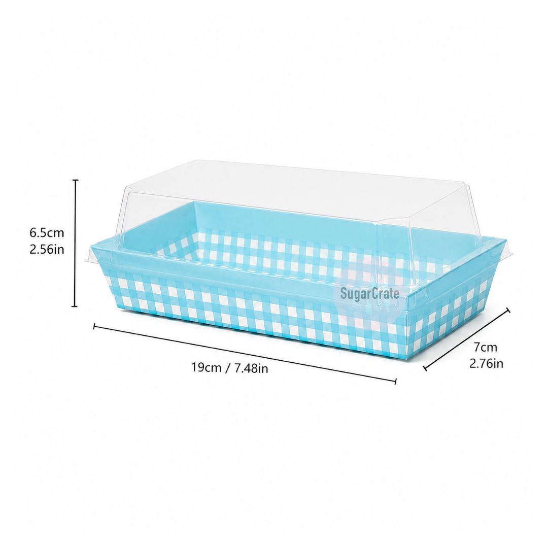 Blue Checkered Pastry Box - 5 Pack
