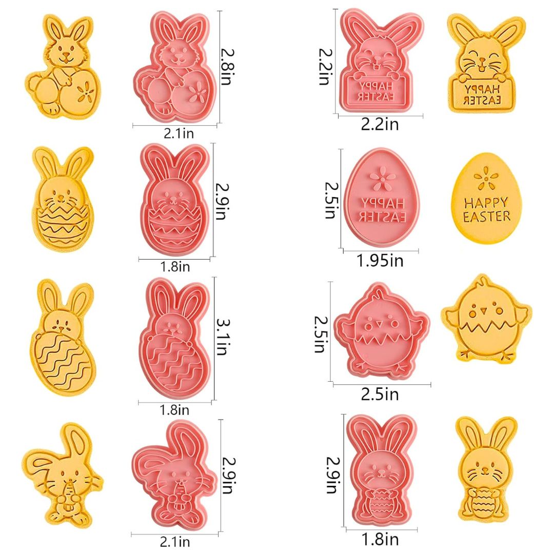 Easter Plunger Cookie Cutters, 8 Piece Set