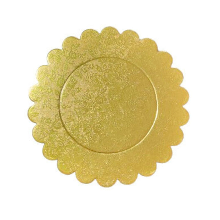 8" Gold Scalloped Die Cut Cake Board