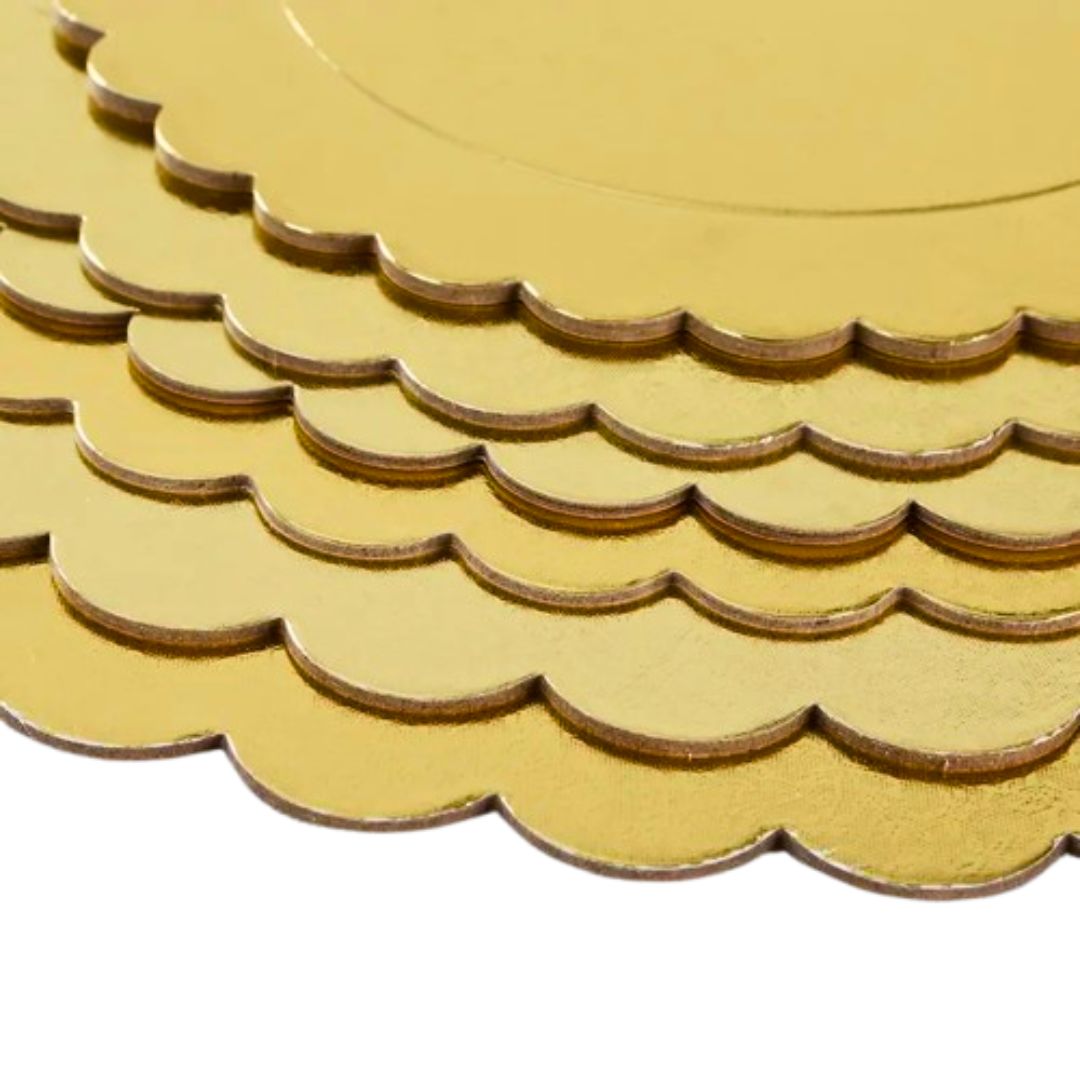 8" Gold Scalloped Die Cut Cake Board