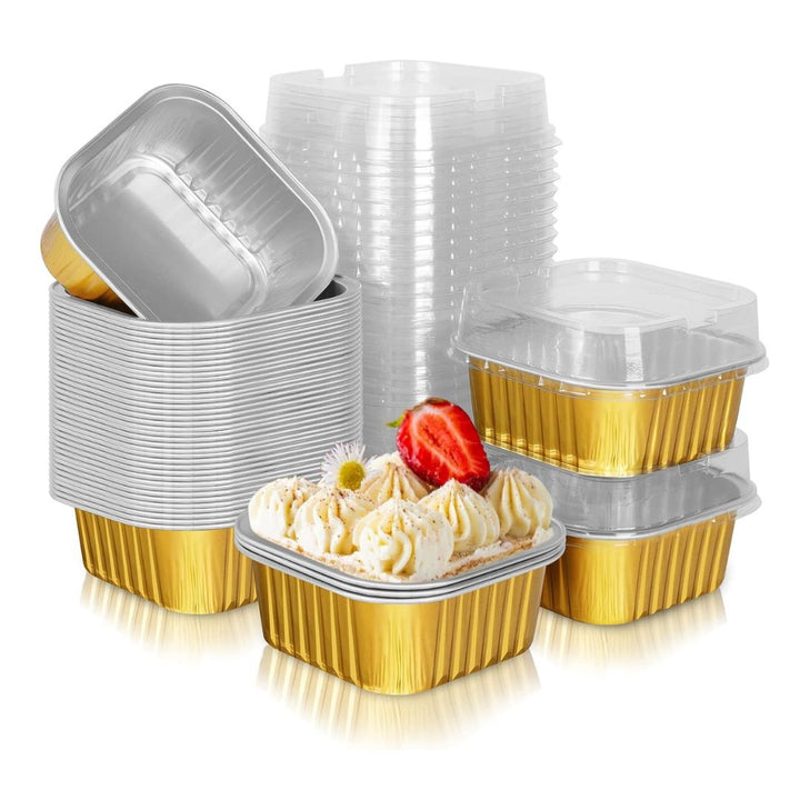 Gold Square Baking Cups with Lids