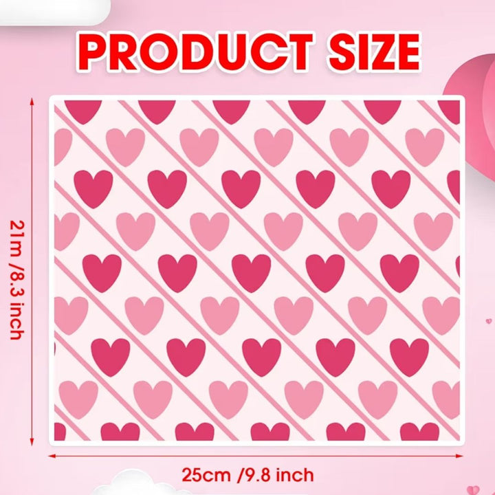 Large Pink Hearts Wax Paper - 15 Sheets