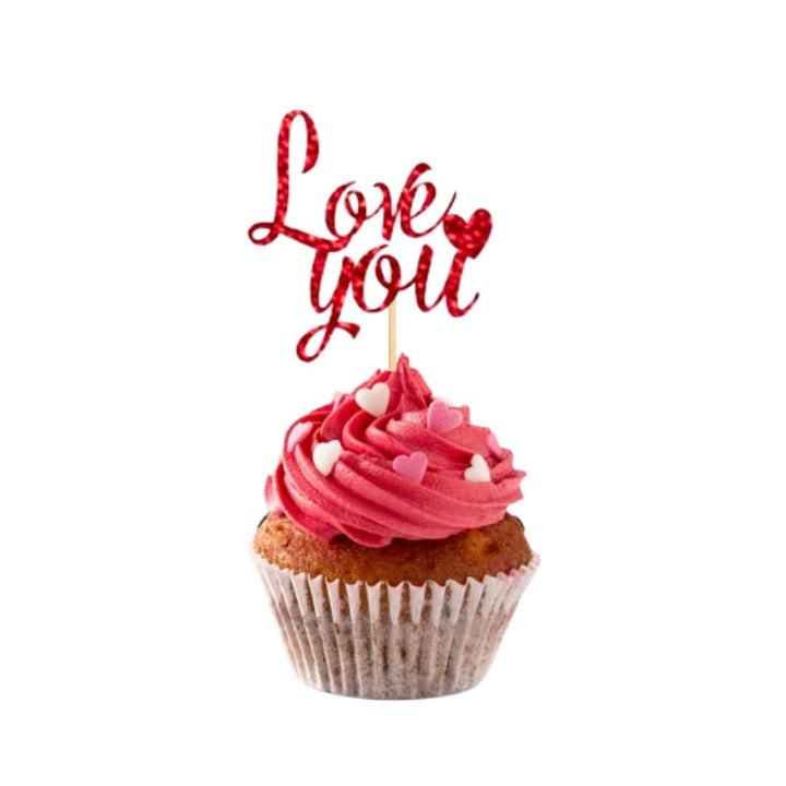 6 Piece Love You Cupcake Topper