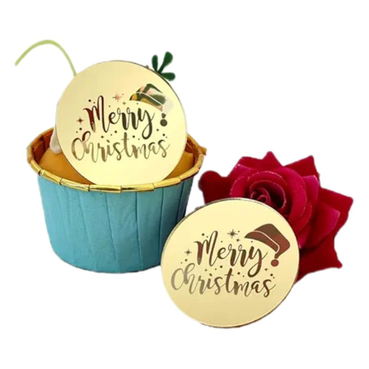 Merry Christmas Acrylic Cupcake Topper