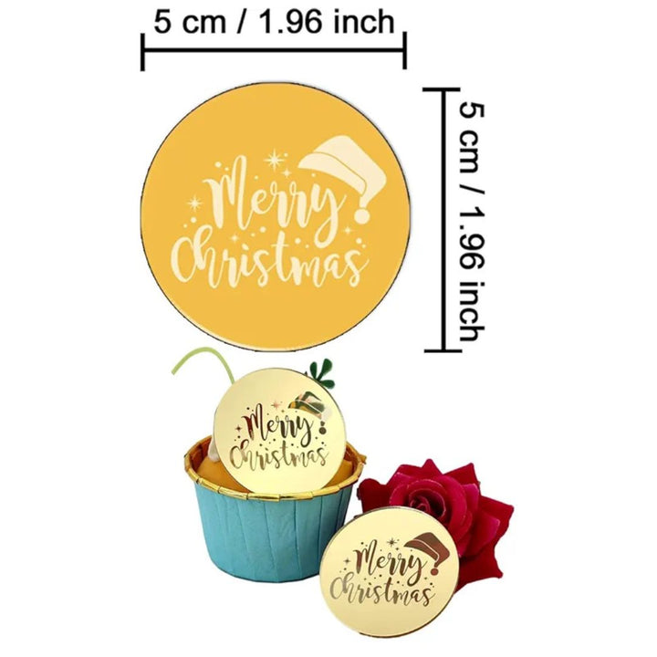 Merry Christmas Acrylic Cupcake Topper