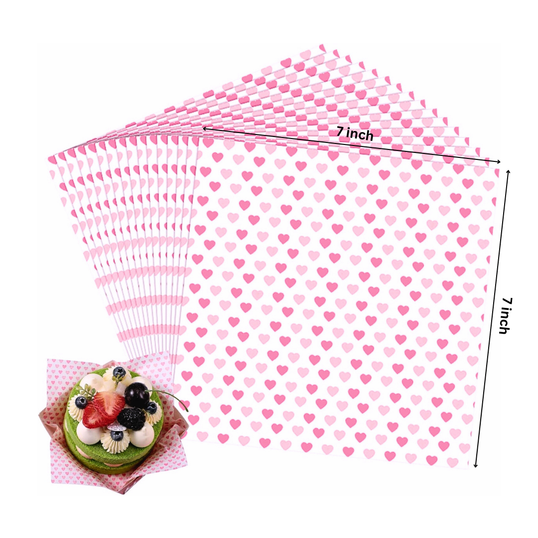 Mini Pink Hearts Wax Paper - 10 Sheets